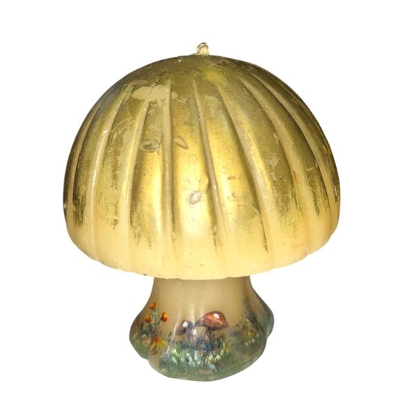 Vtg Lot of 3 '70 Mushroom Candles Hand Painted Hippie Decor - Picture 4 of 7